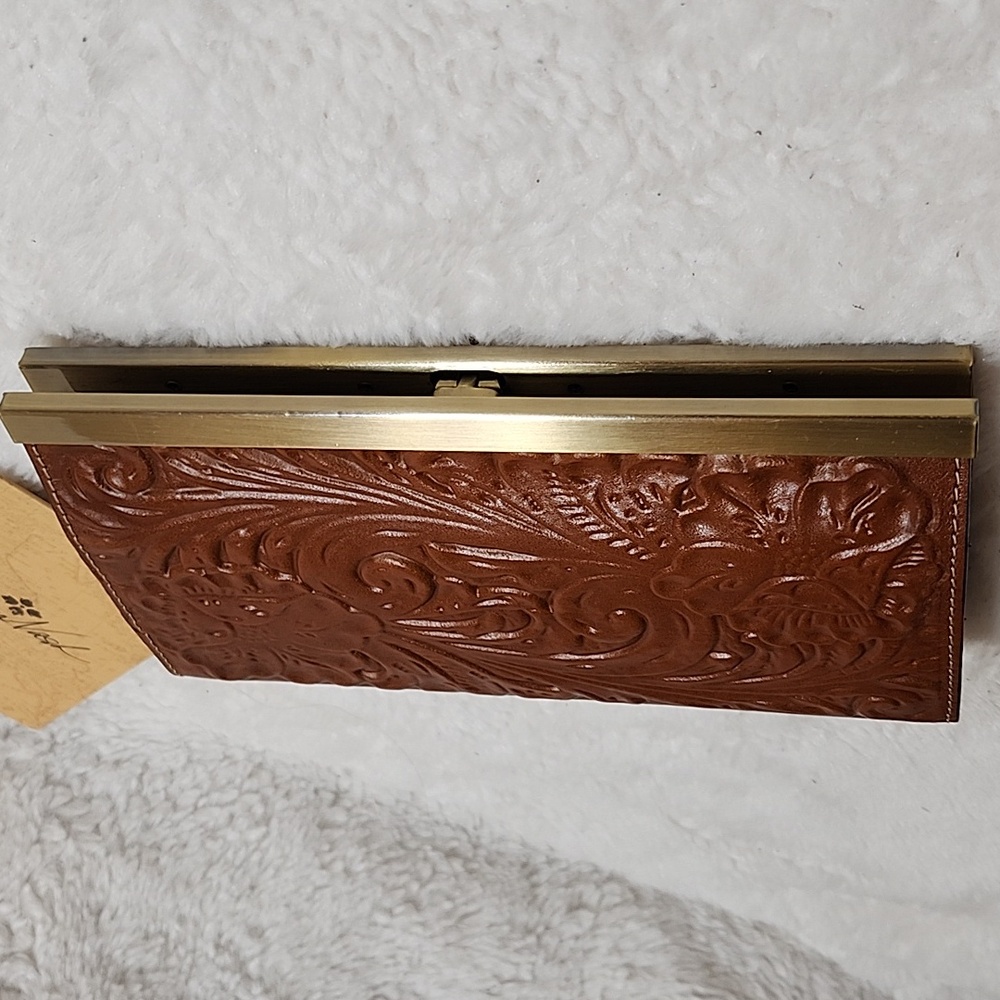NWT Patricia Nash Cauchy Tooed Leather Frame Wallet Tan  Florence color pattern - Picture 16 of 16